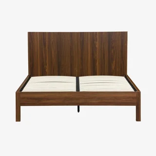 Lit 140x190 cm Linear bois vintage avec tête de lit et sommier