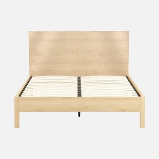 Lit 140x190 cm Linear bois vintage avec tête de lit et sommier lattes