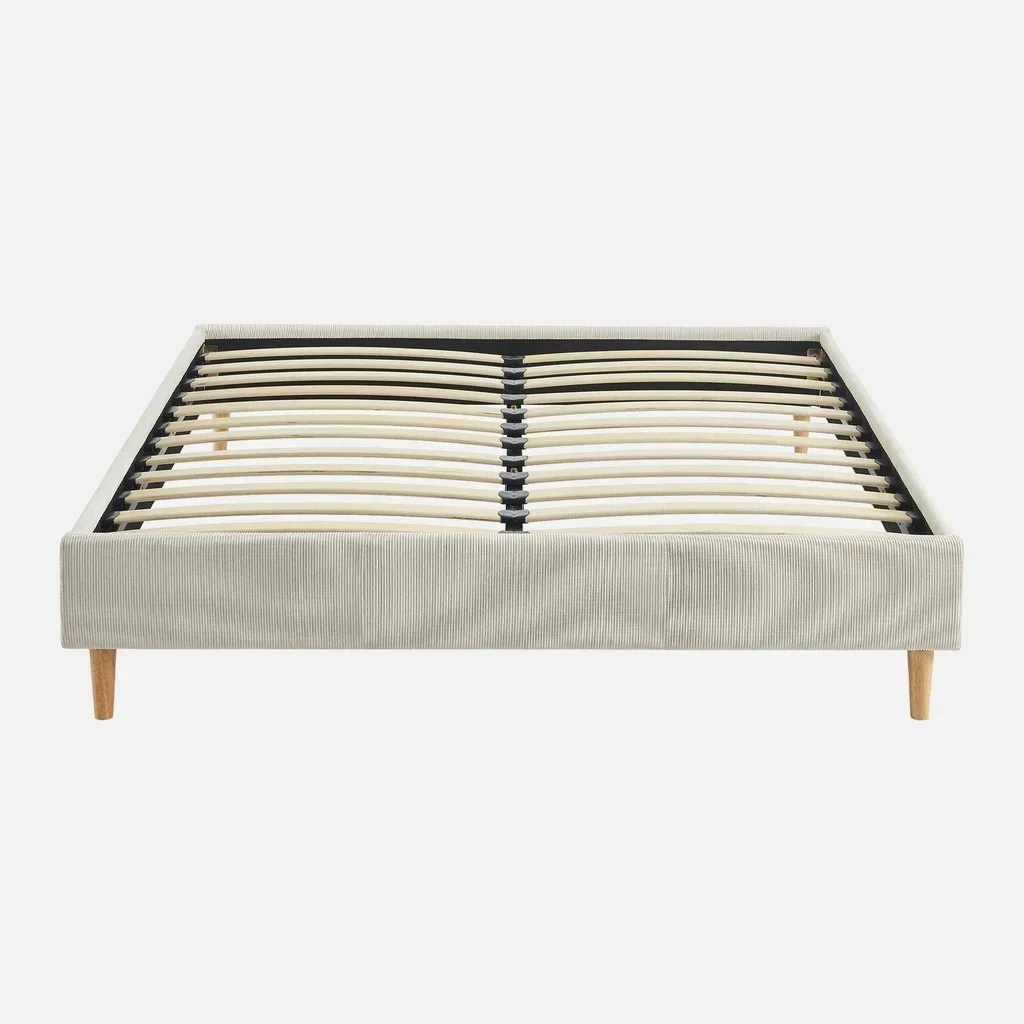 Lit velours côtelé 140x190 cm avec sommier à lattes Milton