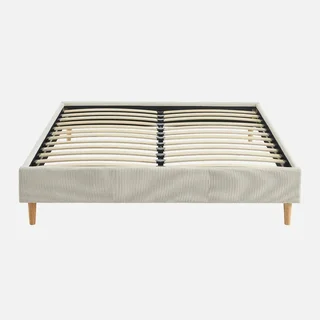 Lit velours côtelé 140x190 cm avec sommier à lattes Milton