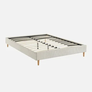 Lit velours côtelé 140x190 cm avec sommier à lattes Milton