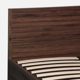 Letto 140x190 contenitore sommier a doghe testiera legno Madeira
