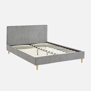 Letto 140x190 velluto a coste testiera rete a doghe Marlon