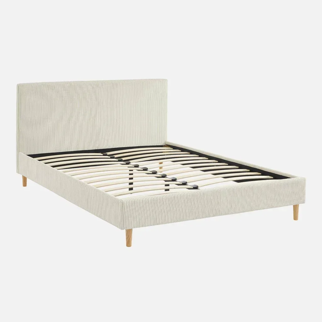 Letto 140x190 velluto a coste testiera rete a doghe Marlon
