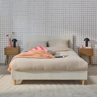 Letto 140x190 velluto a coste testiera rete a doghe Marlon