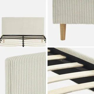 Letto 140x190 velluto a coste testiera rete a doghe Marlon