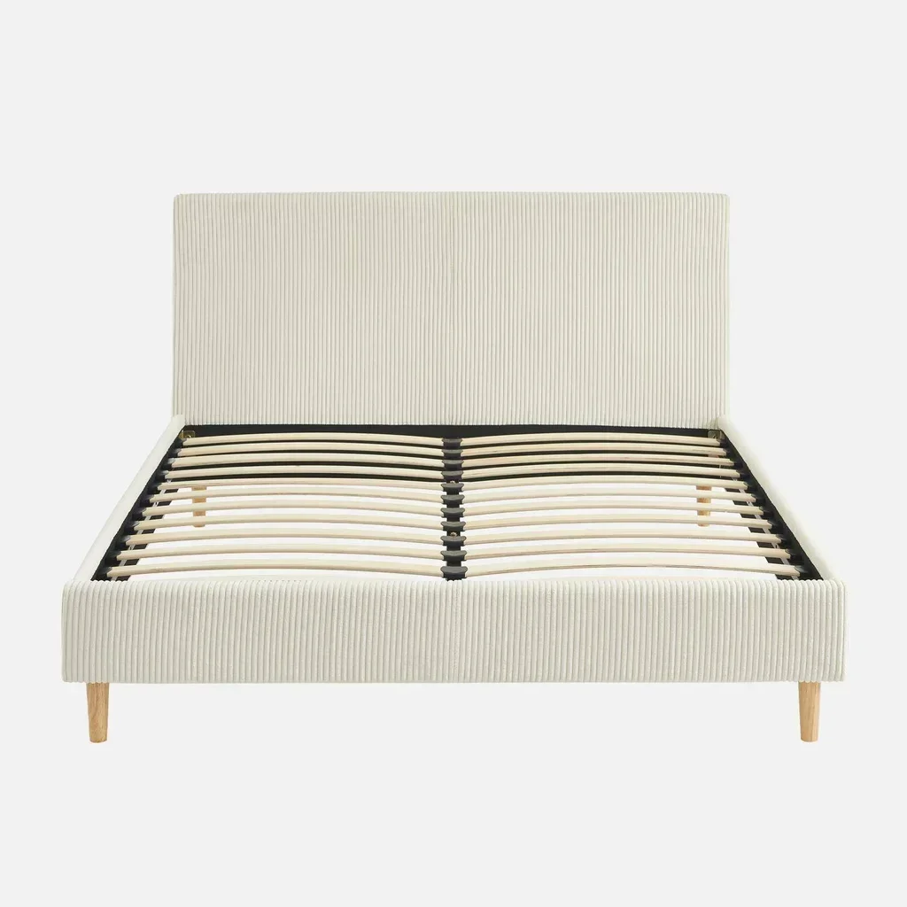 Letto 140x190 velluto a coste testiera rete a doghe Marlon