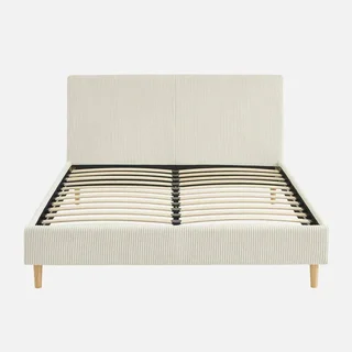 Letto 140x190 velluto a coste testiera rete a doghe Marlon