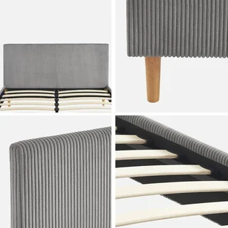 Letto 140x190 velluto a coste testiera rete a doghe Marlon