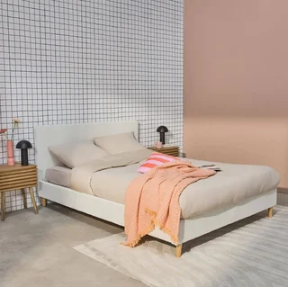 Letto 140x190 velluto a coste testiera rete a doghe Marlon