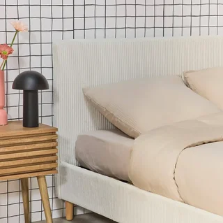 Letto 140x190 velluto a coste testiera rete a doghe Marlon