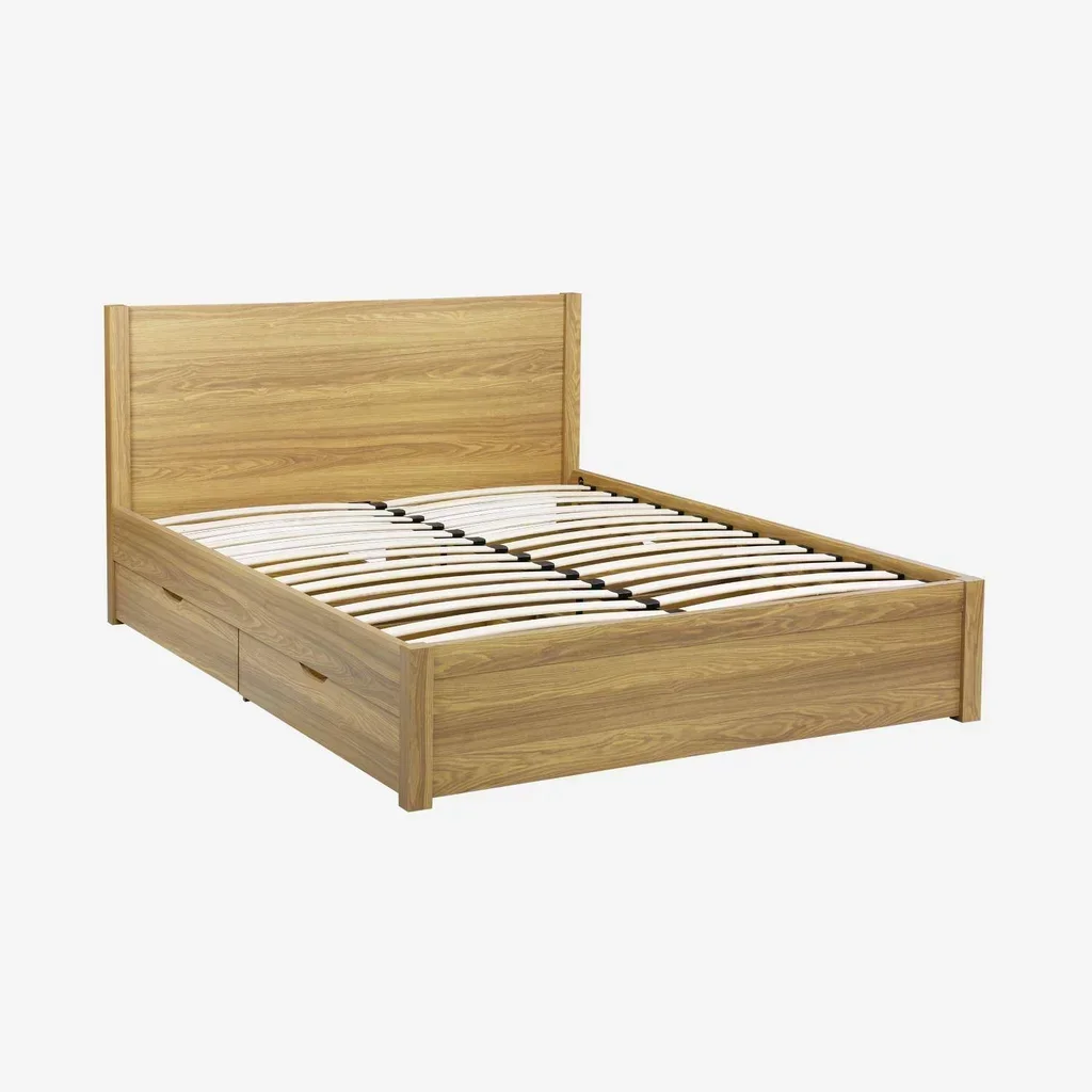 Lit 160x200 Nepal bois vintage avec tiroirs rangement