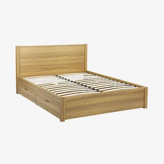 Lit 160x200 Nepal bois vintage avec tiroirs rangement