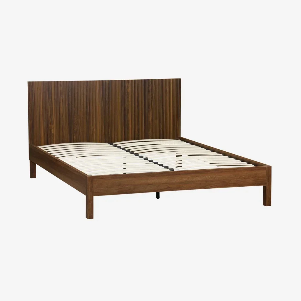 Lit 160x200 cm sommier lattes tête de lit bois vintage Linear