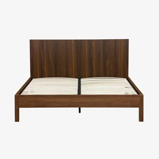 Bed 160x200 cm slatted base wooden headboard vintage Linear
