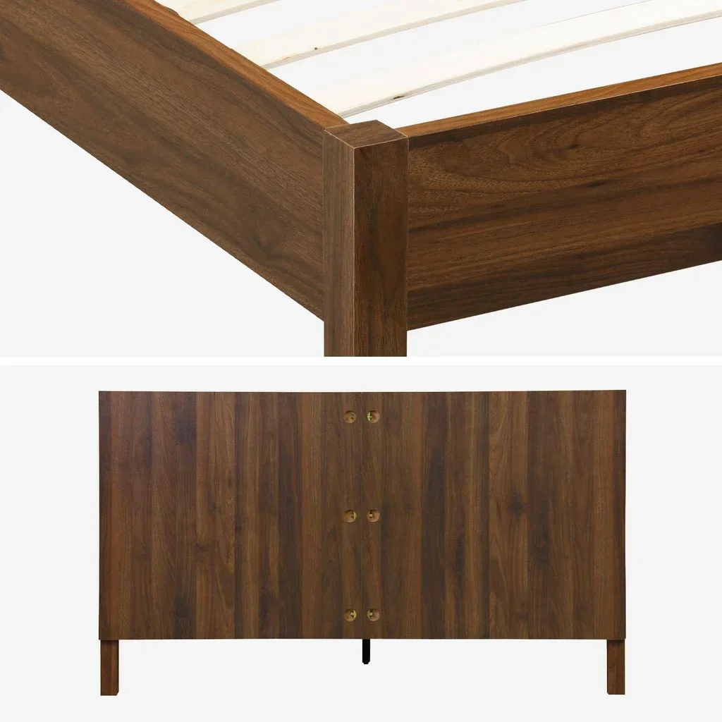 Bed 160x200 cm slatted base wooden headboard vintage Linear