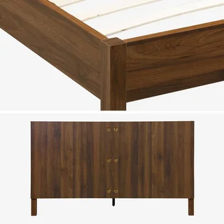 Bed 160x200 cm slatted base wooden headboard vintage Linear