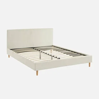 Lit velours côtelé 160x200 cm avec tête de lit et sommier à lattes