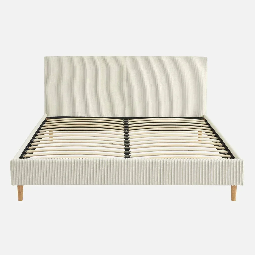 Lit velours côtelé 160x200 cm avec tête de lit et sommier à lattes