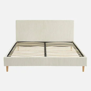 Lit velours côtelé 160x200 cm avec tête de lit et sommier à lattes