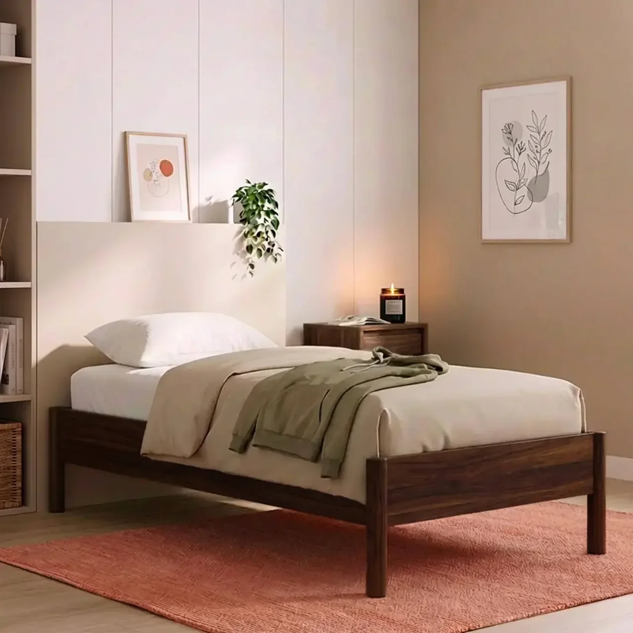 Letto singolo 90x190 cm legno scandinavo Harmony con rete a doghe