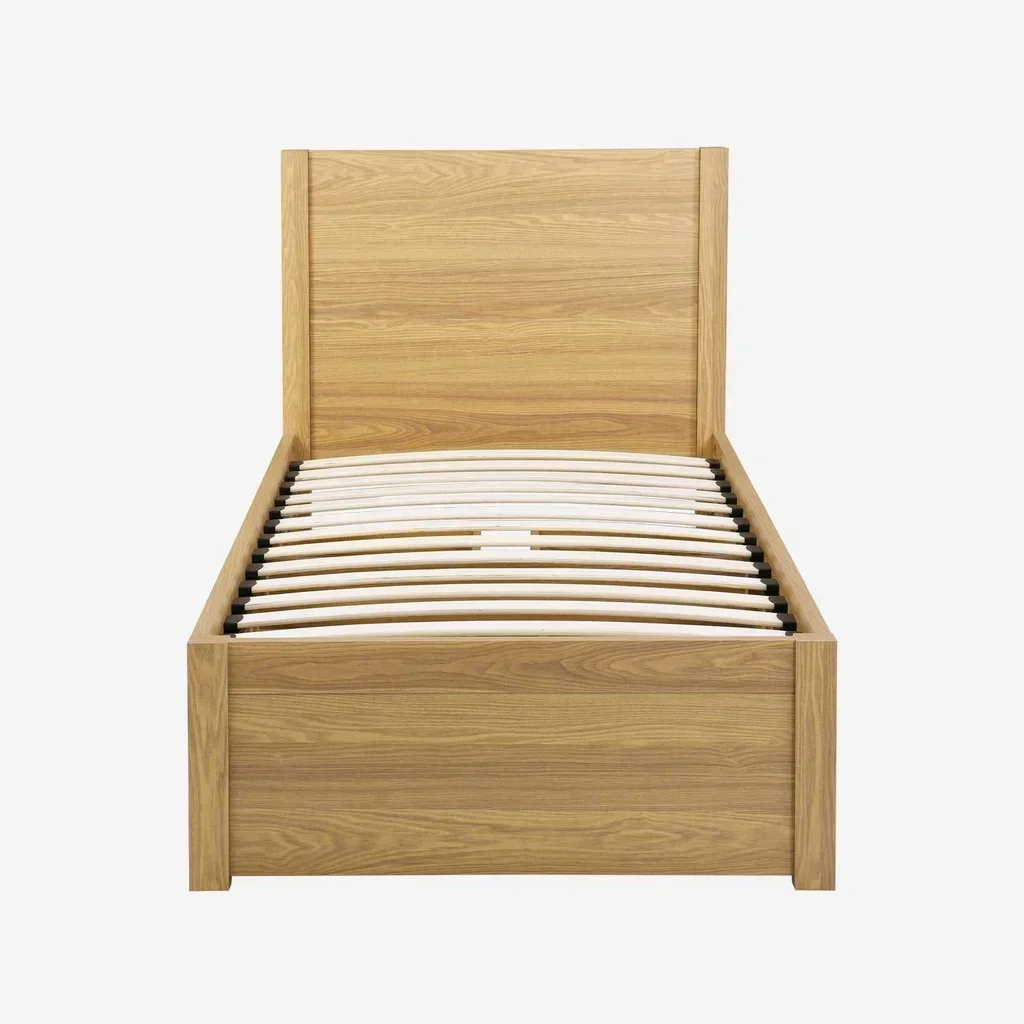 Lit 90x190 cm Nepal bois tête de lit rembourrée 4 tiroirs rangement
