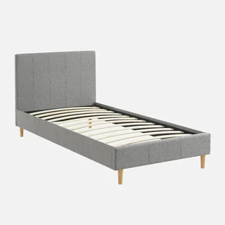 Letto 90x190 cm Marlon tessuto con rete a doghe e testiera