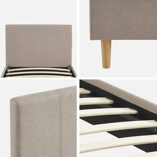 Letto 90x190 cm rete a doghe testiera tessuto Marlon
