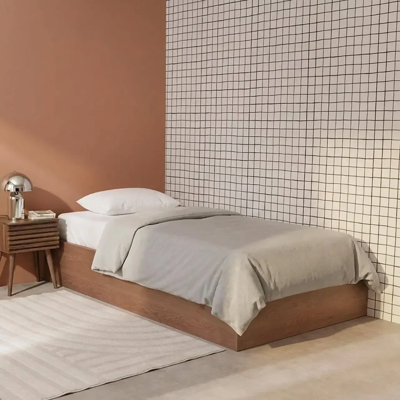 Lit adulte 1 place 90x190 bois naturel avec rangement intégré Lift