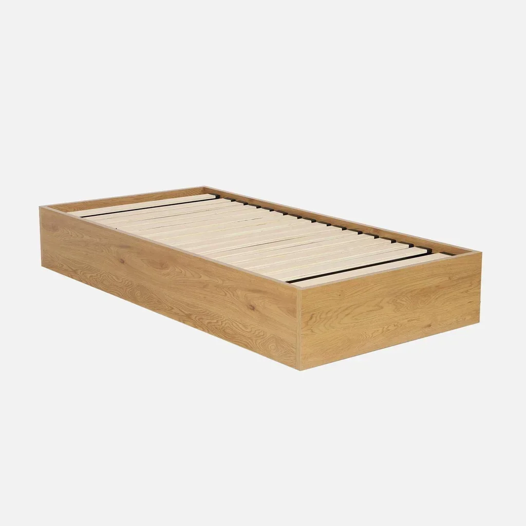 Lit 1 place 90x190 bois naturel avec rangement intégré Lift