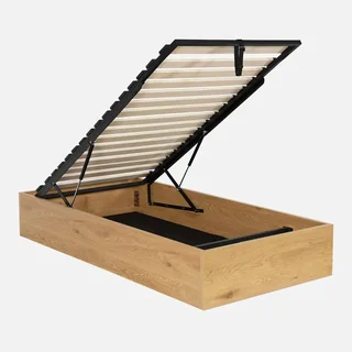 Lit 1 place 90x190 bois naturel avec rangement intégré Lift