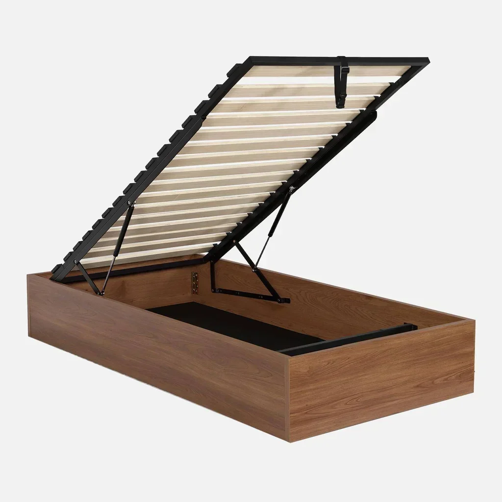 Lit adulte 1 place 90x190 bois naturel avec rangement intégré Lift