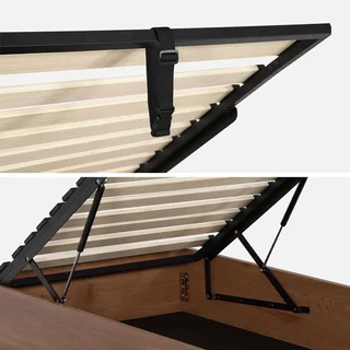 Lit adulte 1 place 90x190 bois naturel avec rangement intégré Lift