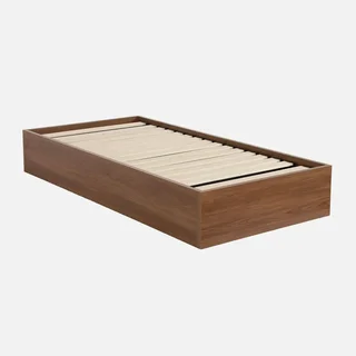 Lit adulte 1 place 90x190 bois naturel avec rangement intégré Lift
