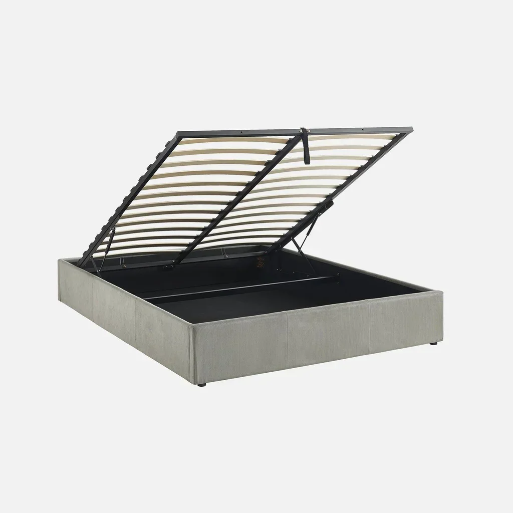 Lit coffre velours côtelé 160x200 cm avec rangement intégré et sommier