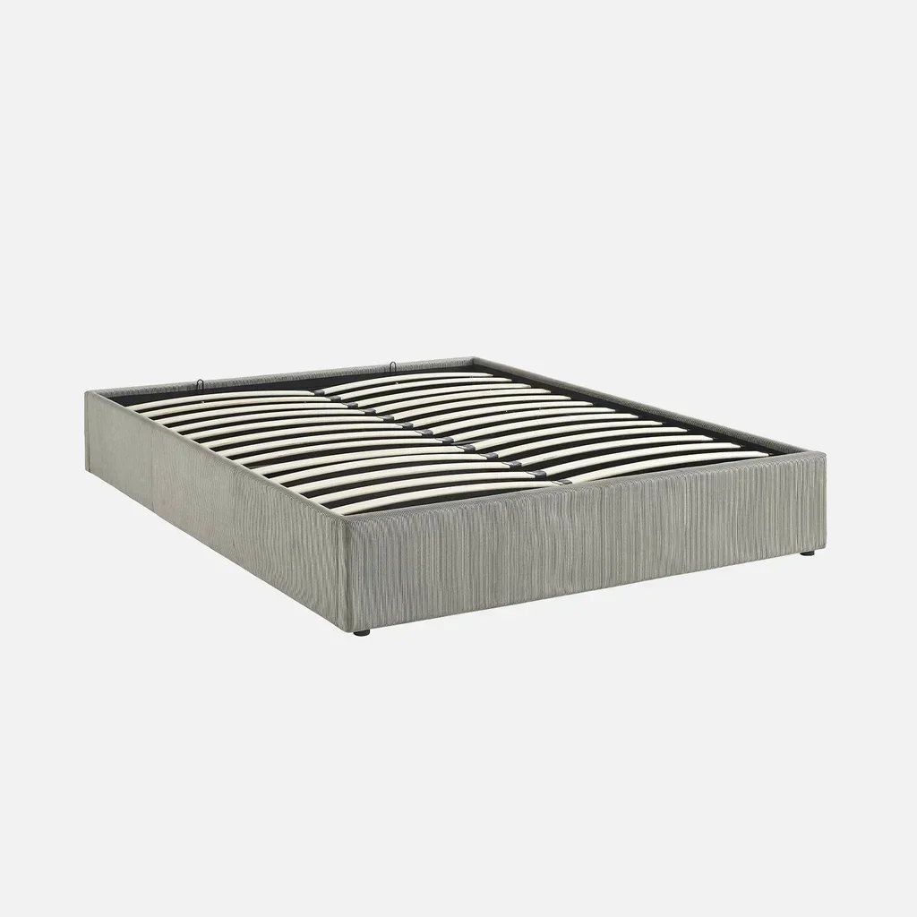 Lit coffre velours côtelé 160x200 cm avec rangement intégré et sommier