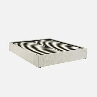 Lit coffre velours côtelé 160x200 cm avec rangement intégré et sommier à lattes