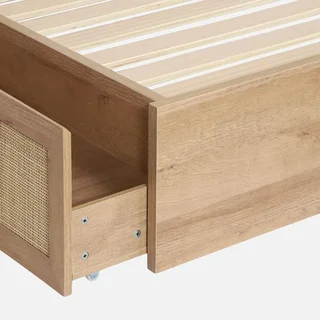 Letto bohemien 140x190 cm con cassetti e intreccio in canna - Collezione Bohème