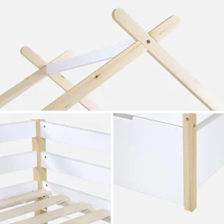 Cama Cabana Infantil 90x190 Madeira Maciça Pinho Estrado de Ripas Arrumação 2 Gavetas Sienna