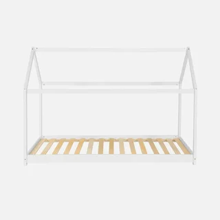 Lit cabane 90x190 cm pin massif naturel sommier inclus chambre enfant scandinave