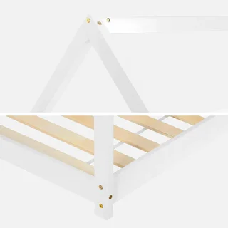 Lit cabane 90x190 cm pin massif naturel sommier inclus chambre enfant scandinave