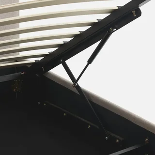 Cama baú estofada 160x200 cm com estrado de ripas e cabeceira capitoné em tecido Avalon