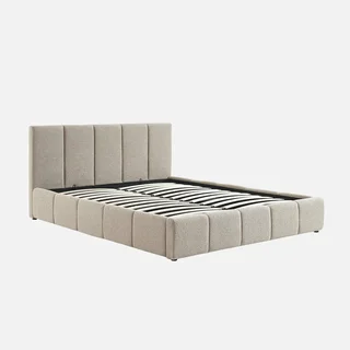 Lit coffre 160x200 capitonné bouclette rangement intégré
