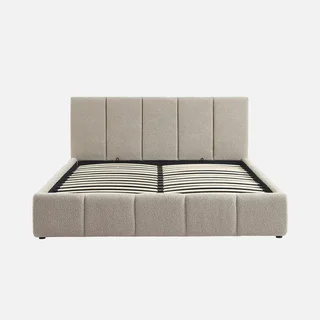 Lit coffre 160x200 capitonné bouclette rangement intégré