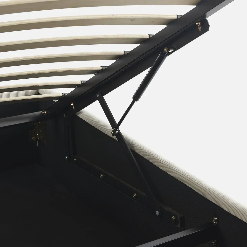 Lit coffre velours côtelé blanc 90x190 cm avec rangement intégré