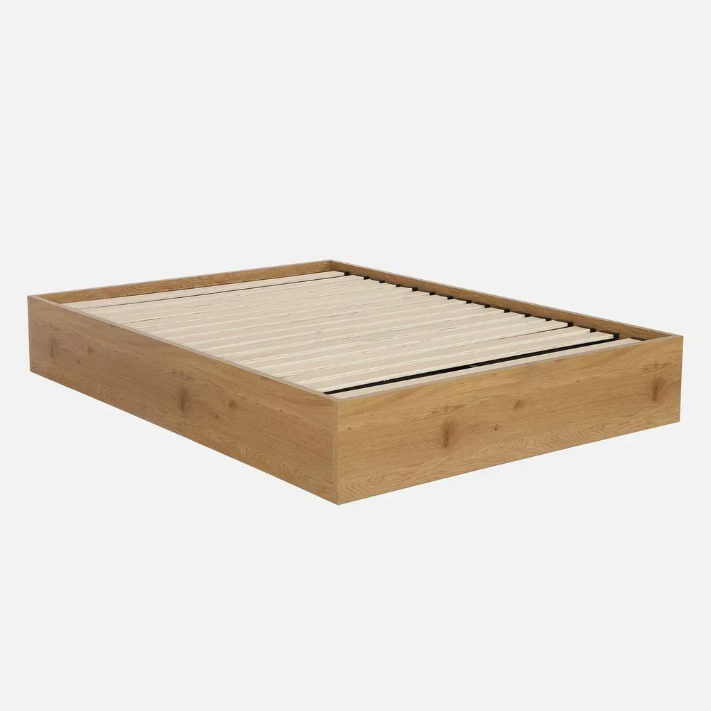 Lit coffre 140x190 bois avec sommier et rangement 613L