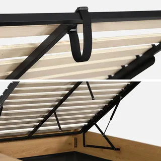 Lit coffre 140x190 bois avec sommier et rangement 613L