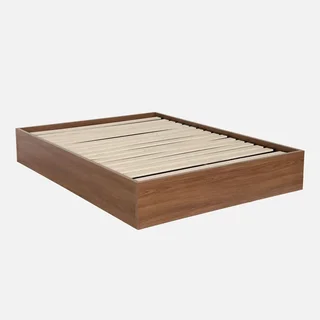 Lit coffre bois 140x190 cm avec sommier à lattes et rangement intégré