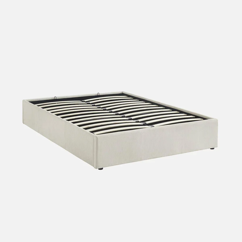 Letto contenitore velluto a coste 140x190 con rete a doghe e cassone - Devon