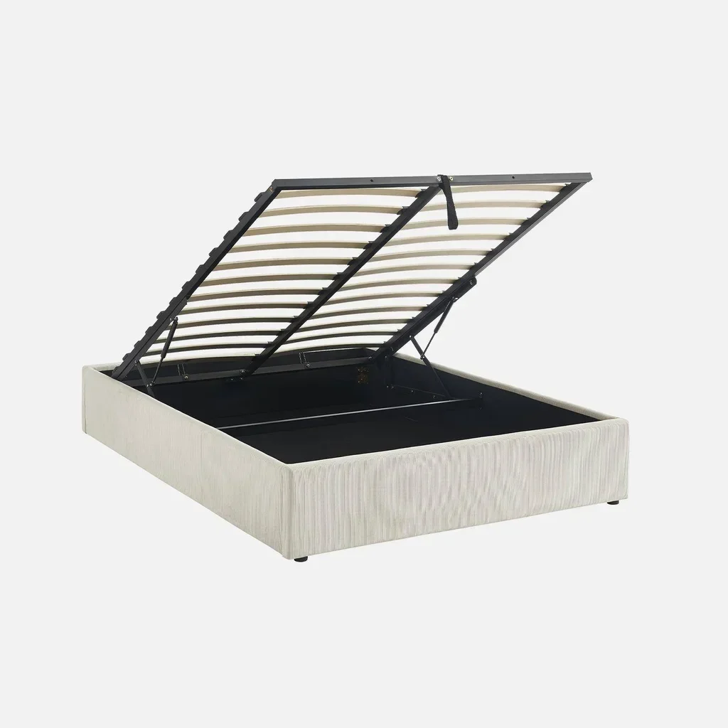 Letto contenitore velluto a coste 140x190 con rete a doghe e cassone - Devon